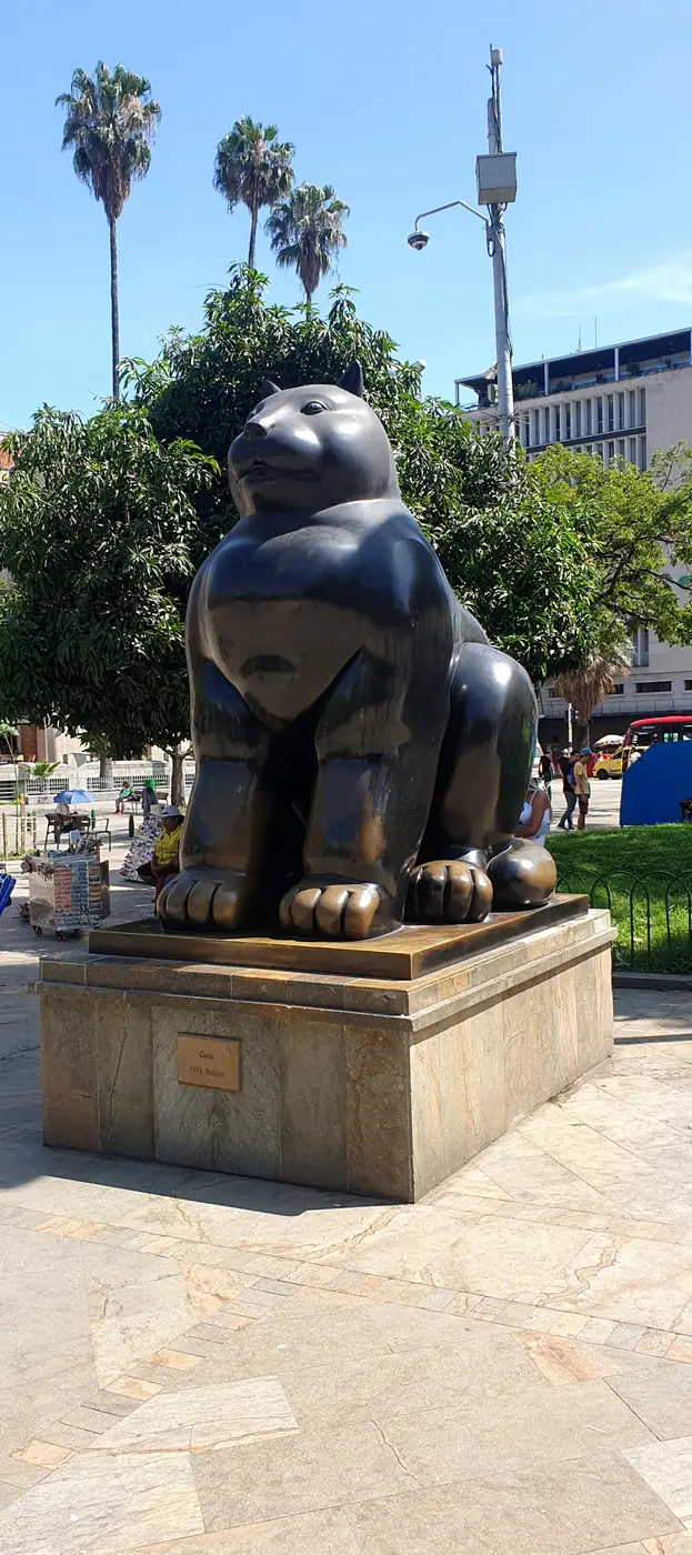 Botero's cat sculpture in Plaza Botero, Medellín